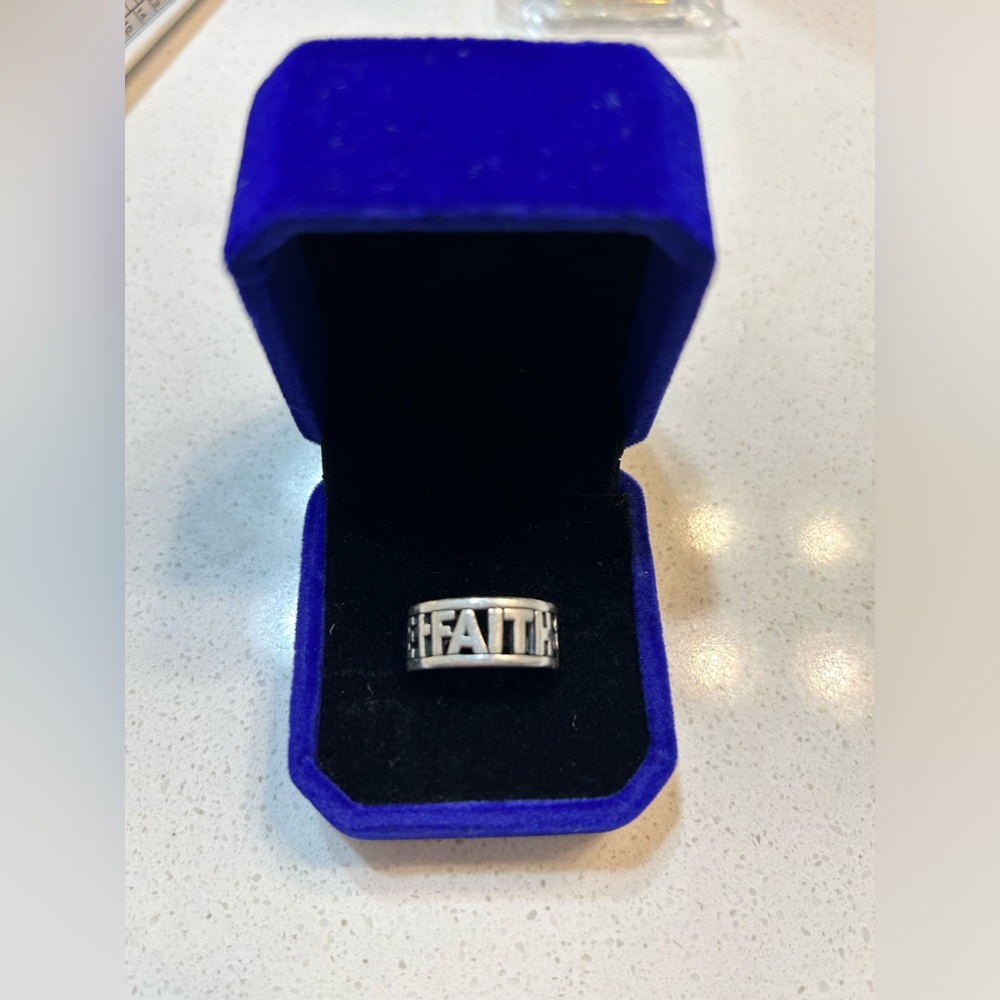 James Avery Retired Sterling Silver, Faith,Hope and Love ring size 8.